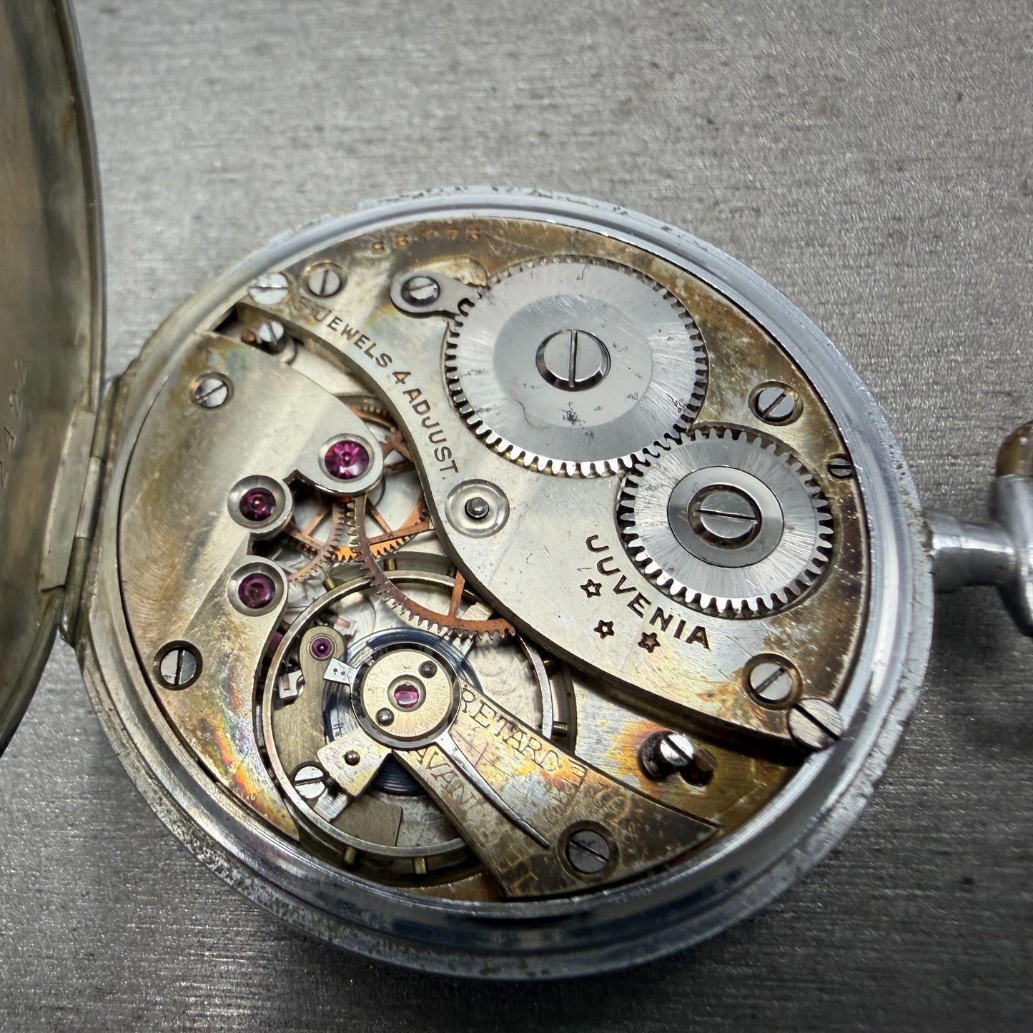 Juvenia Pocket Watch 42mm White Dial Silver TOne PARTS14
