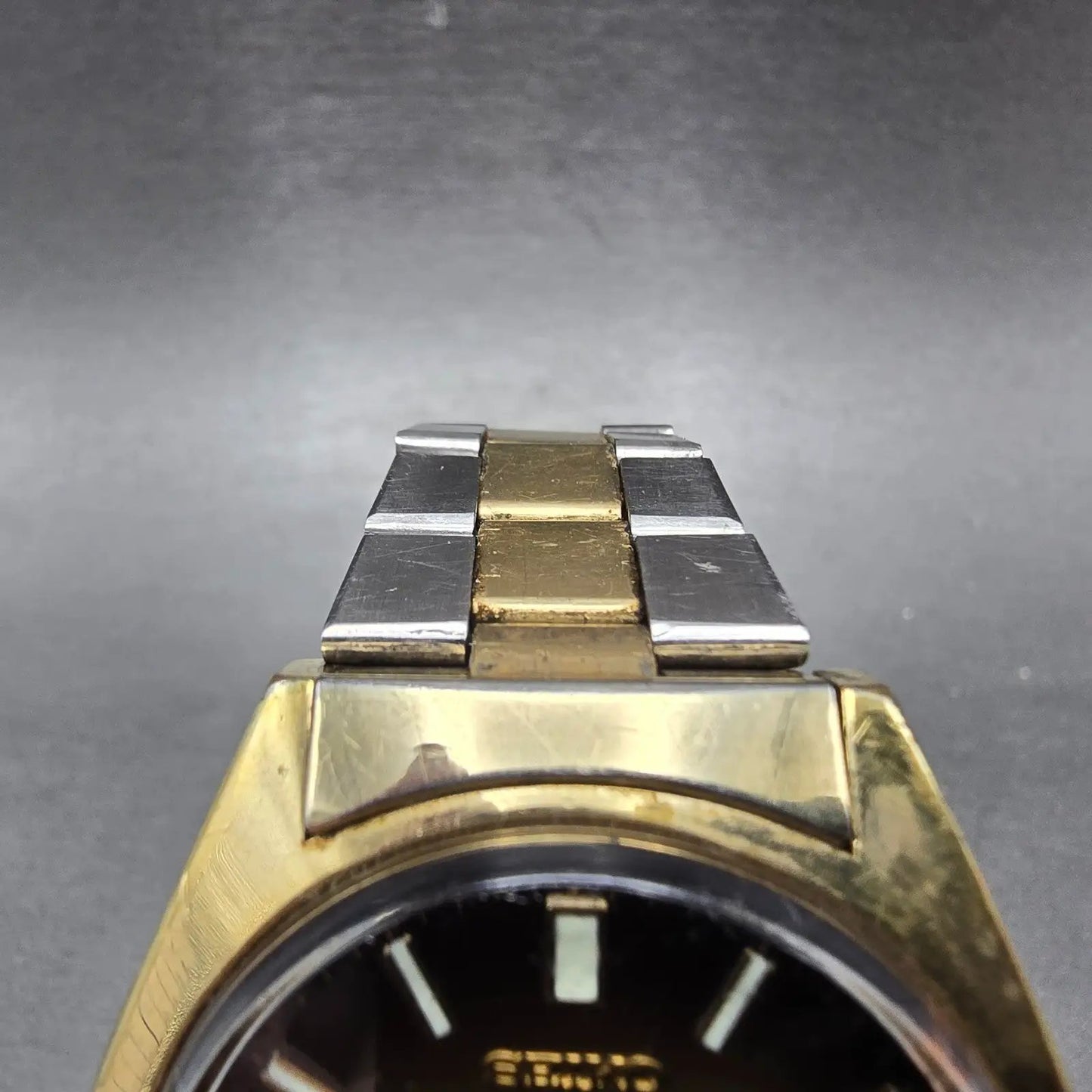 Seiko Automatic Watch Men 38mm Brown Dial Two Tone Daydate 7009-8049 Runs4