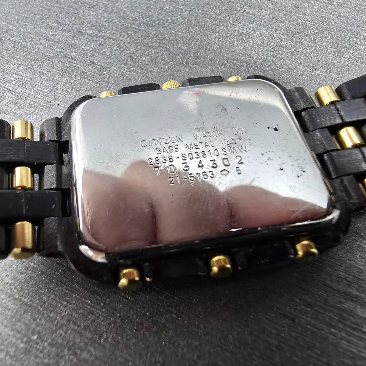 Citizen CQ Tank Watch Men 27mm Black Dial Black&Gold Rectangle 2838-S03810 PARTS10