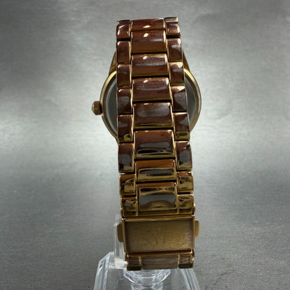 Bulova Watch Women 38mm White Dial Gold Tone Daydate Round 98N100 New Battery7