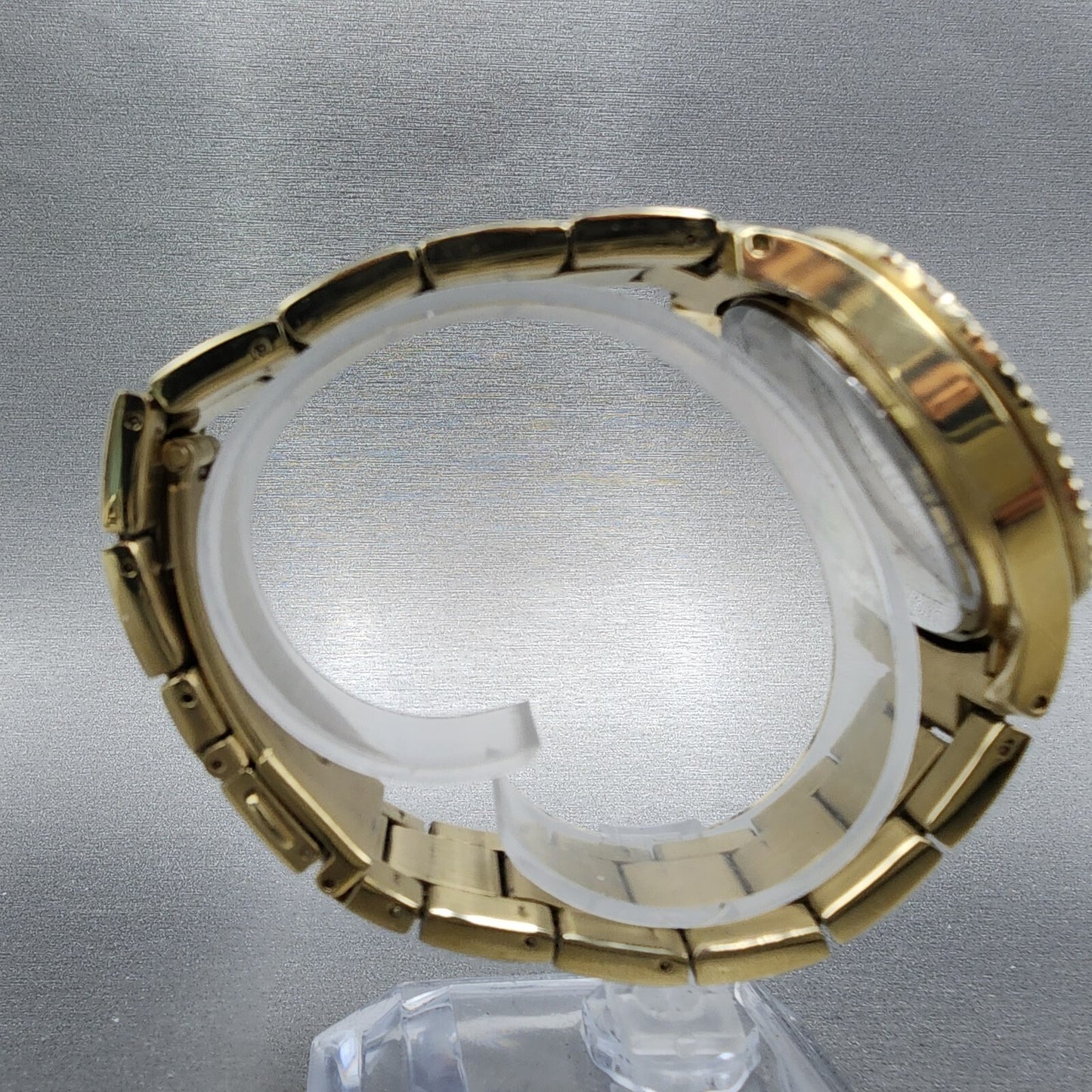 Fossil Stella Glitz Watch Women 37mm Champagne Dial Gold Tone Daydate New Batt8