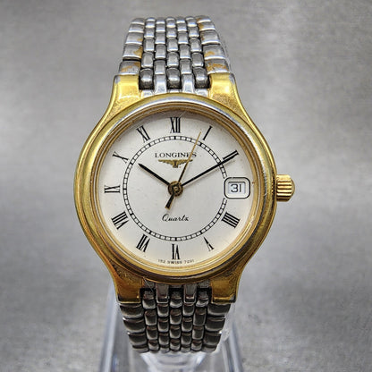 Longines Flagship Watch Women 24mm White Dial Two Tone Date Round 7291 New Batt0