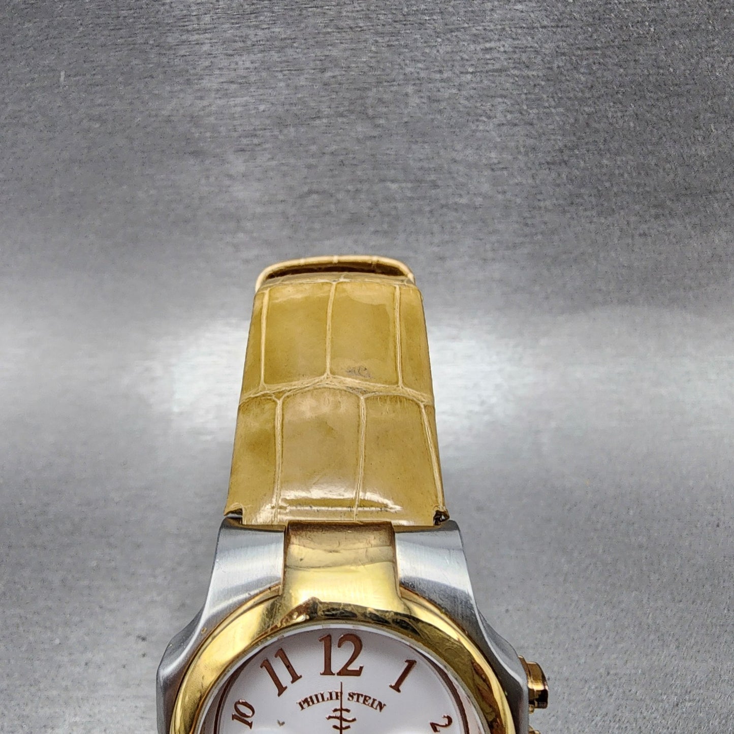 Philip Stein Signature Chronograph Watch Women 32mm White Dial Two Tone New Batt4