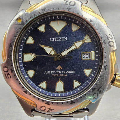 Citizen Air Watch Men 40mm Blue Dial Titanium Date Round 5512-F52088 New Batt1
