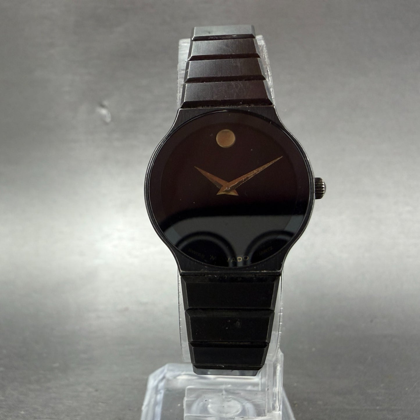 Movado Museum Watch Women 23mm Black Dial Black Tone Round 84-40-881-A PARTS6