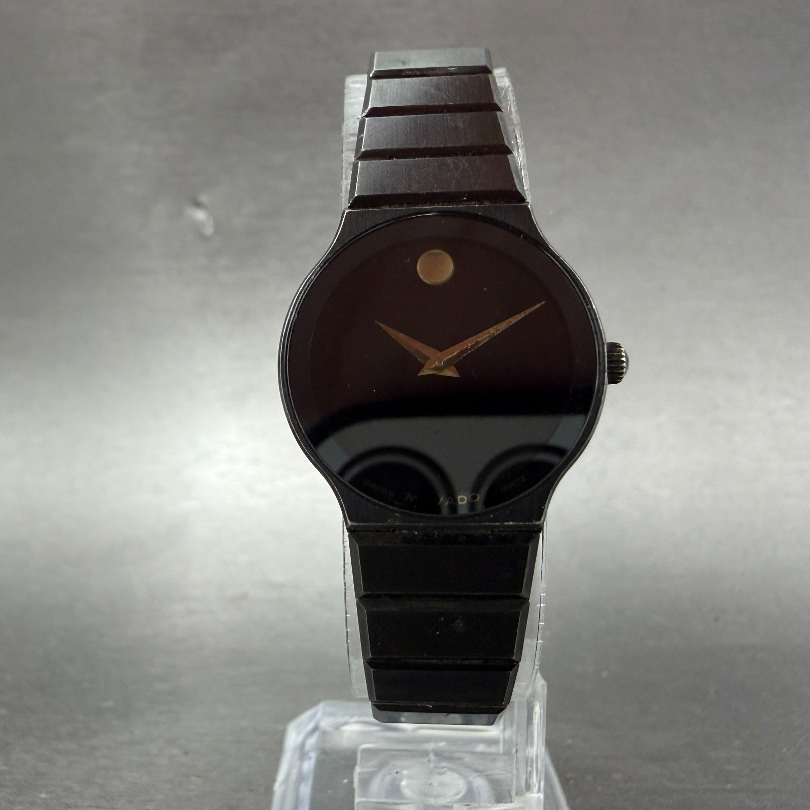 Movado Museum Watch Women 23mm Black Dial Black Tone Round 84-40-881-A PARTS6