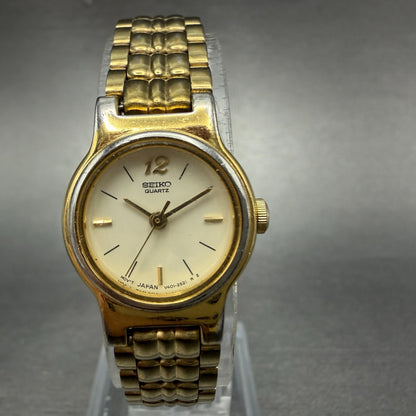 Seiko Watch Women 19mm Cream Dial Gold Tone Round Vintage V401-0988 New Battery0