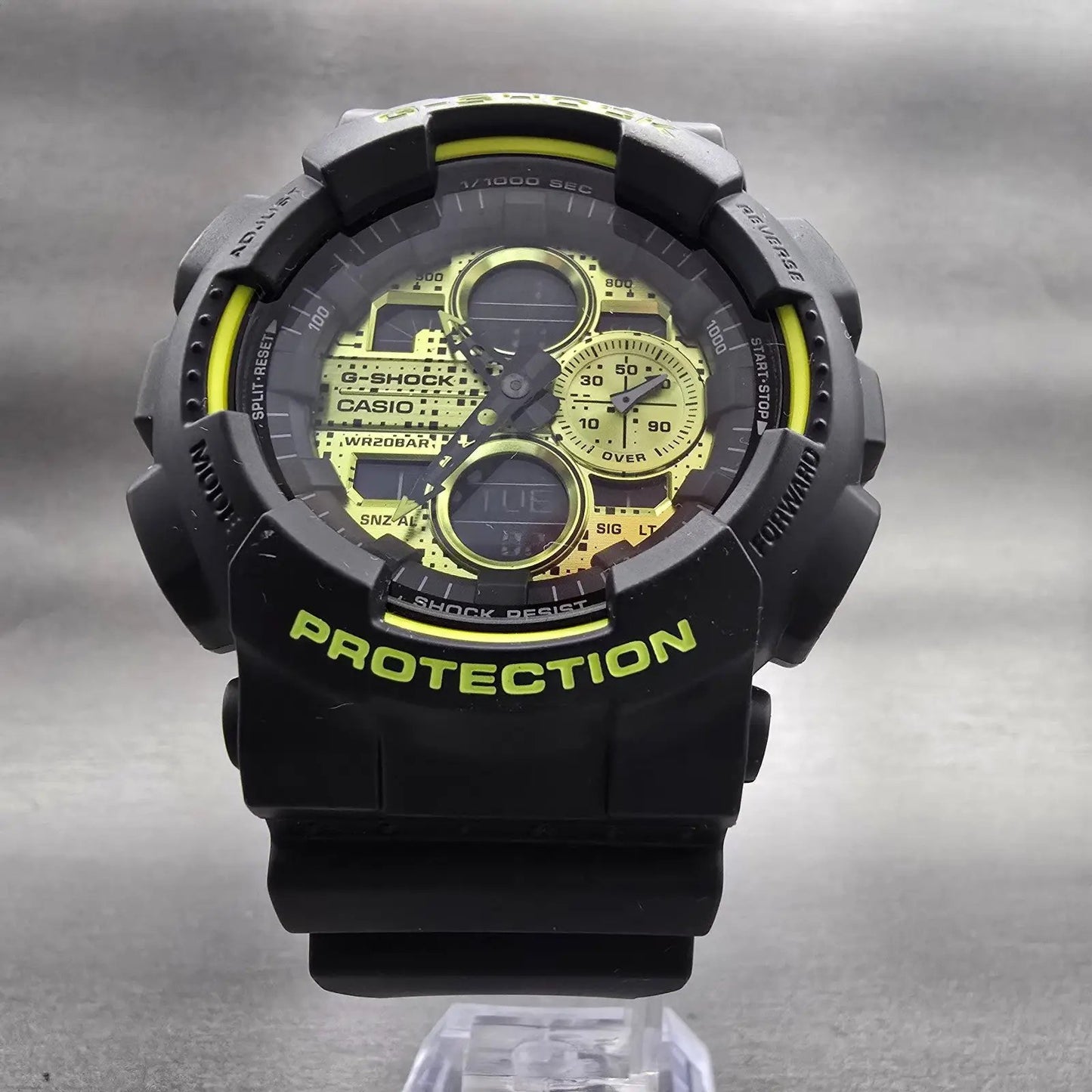 Casio G-Shock GA-140DC Watch Men 51mm Yellow Dial Black Chrono Alarm New Battery5