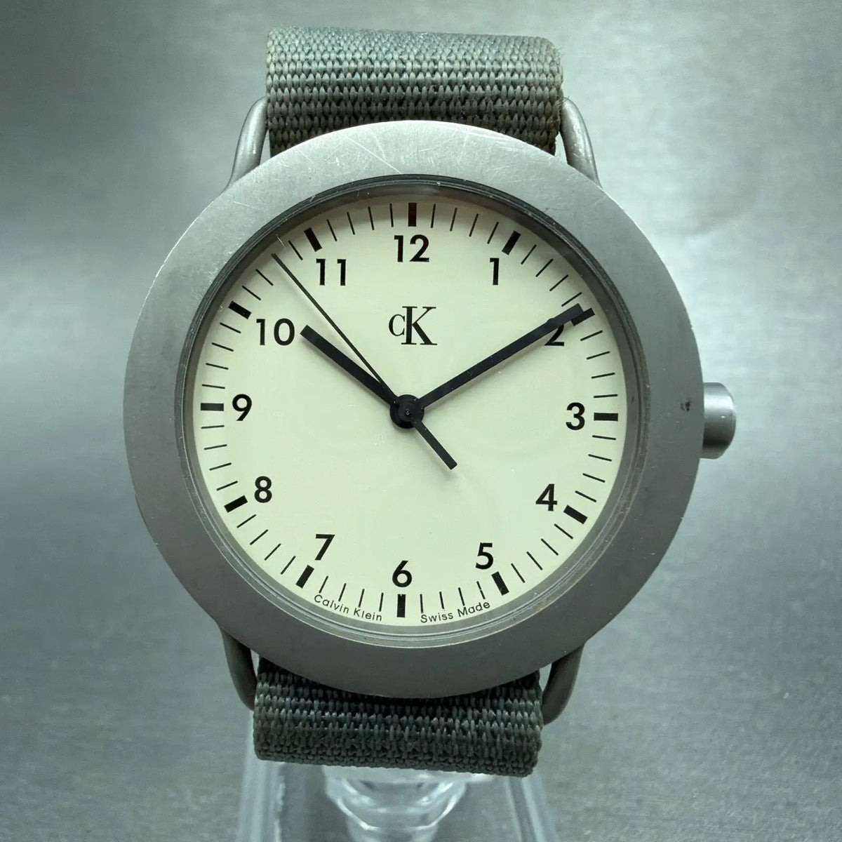 Calvin Klein Watch Men 37mm Gray Dial Silver Round K5111 New Battery0
