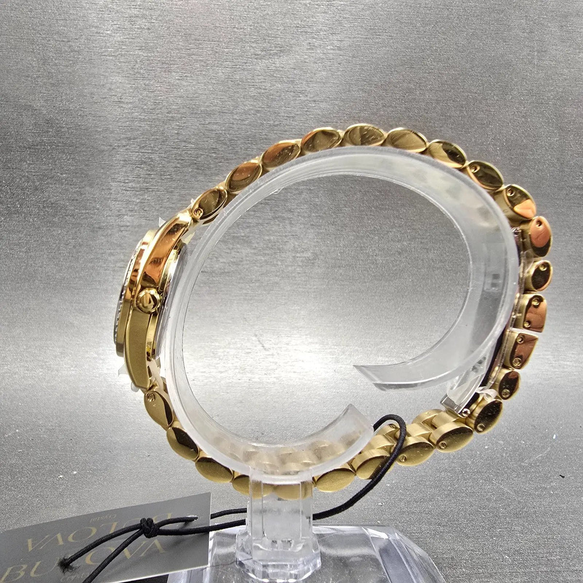 Bulova Watch Women 24mm MOP Dial Gold Tone Round Crystal Bezel 98L315 New batt 27