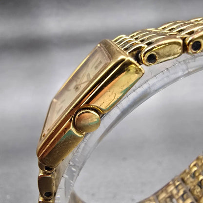 Seiko Watch Women 20mm Cream Dial Gold Tone Rectangle 1N00-6H39 New Battery VTG2