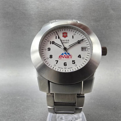 Victorinox Swiss Army Peak Watch Men 38mm White Dial Steel Date 24958 New Batt6