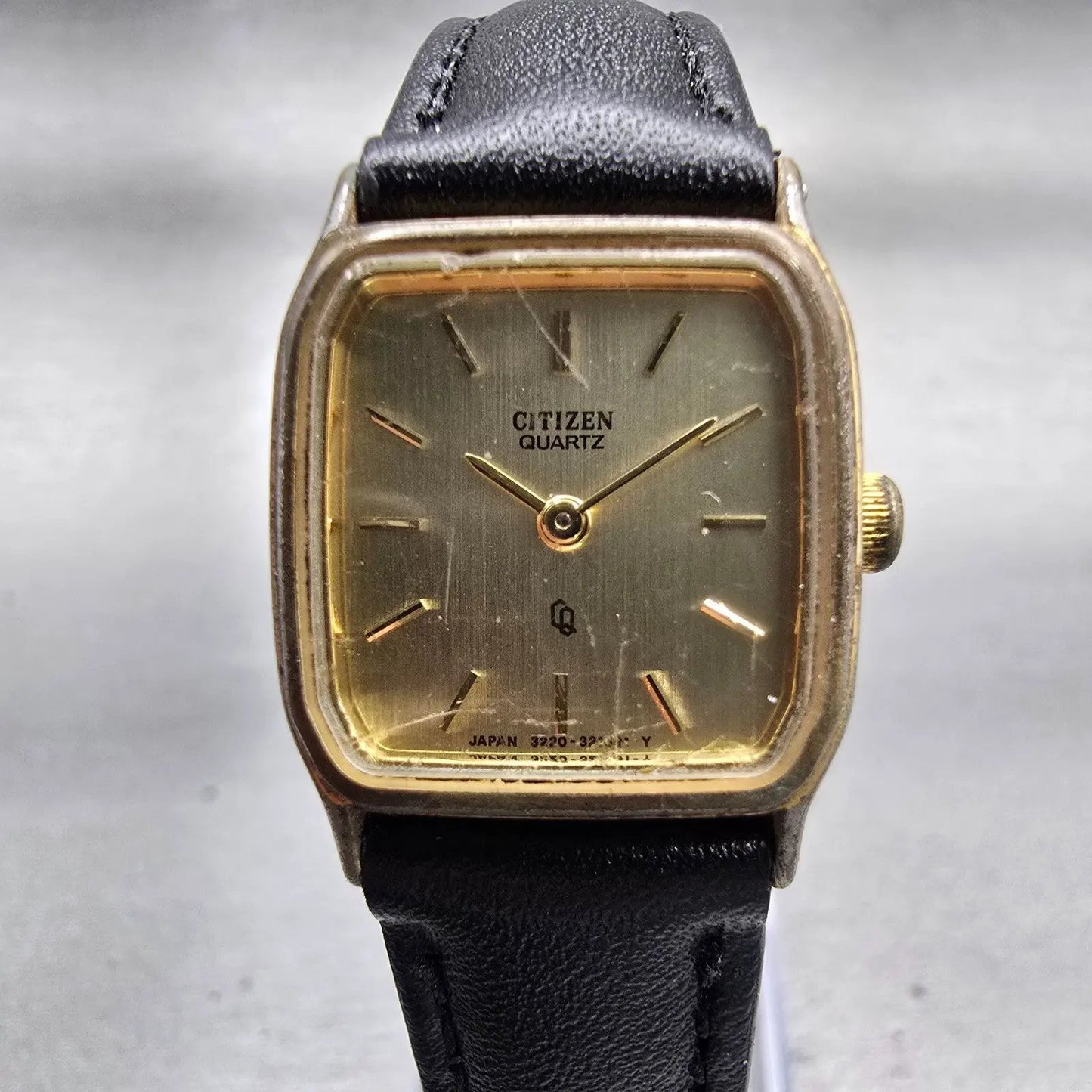 Citizen CQ Watch Women 20mm Gold Dial Gold Tone Rectangle 3220-320697 New Batt0