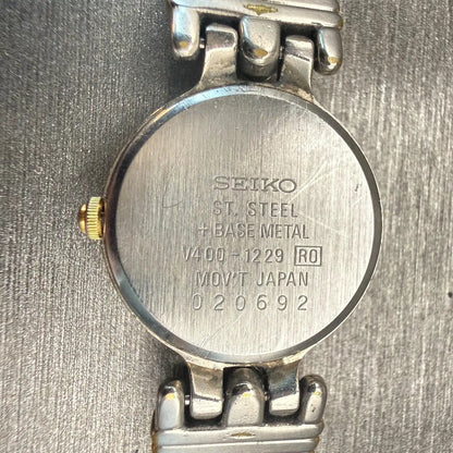 Seiko Watch Women 20mm White Dial Two Tone Round V400-1229 New Battery Vintage10