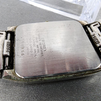 VTG Seiko Tank Watch Men 28mm Gray Dial Two Tone Daydate Rectangle New Battery