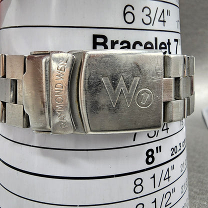 Raymond Weil W1 Chronograph Watch Men 38mm Black Dial Steel Date Round New Batt