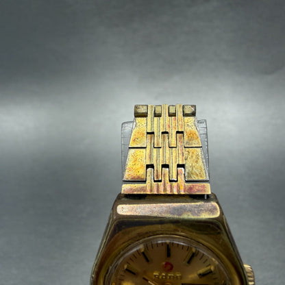 Rado Golden Sabre Watch Women 24mm Gold Dial Gold Tone Daydate Round Runs VTG4