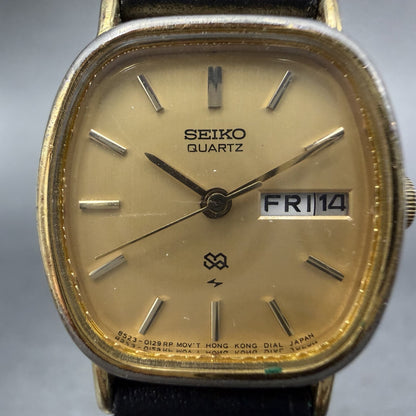 Seiko SQ Watch Women 21mm Champagne Dial Gold Tone Daydate 8523-5009 New Battery1