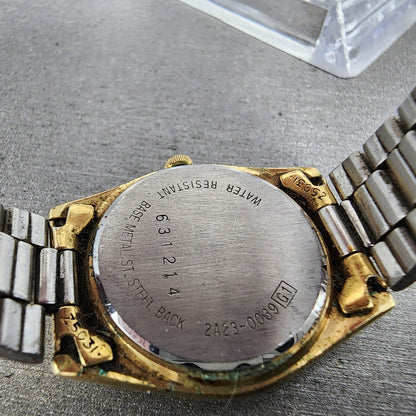 Seiko SQ Watch Women 25mm Gold Dial Gold Tone Daydate Round 2A230039 NewBat VTG9