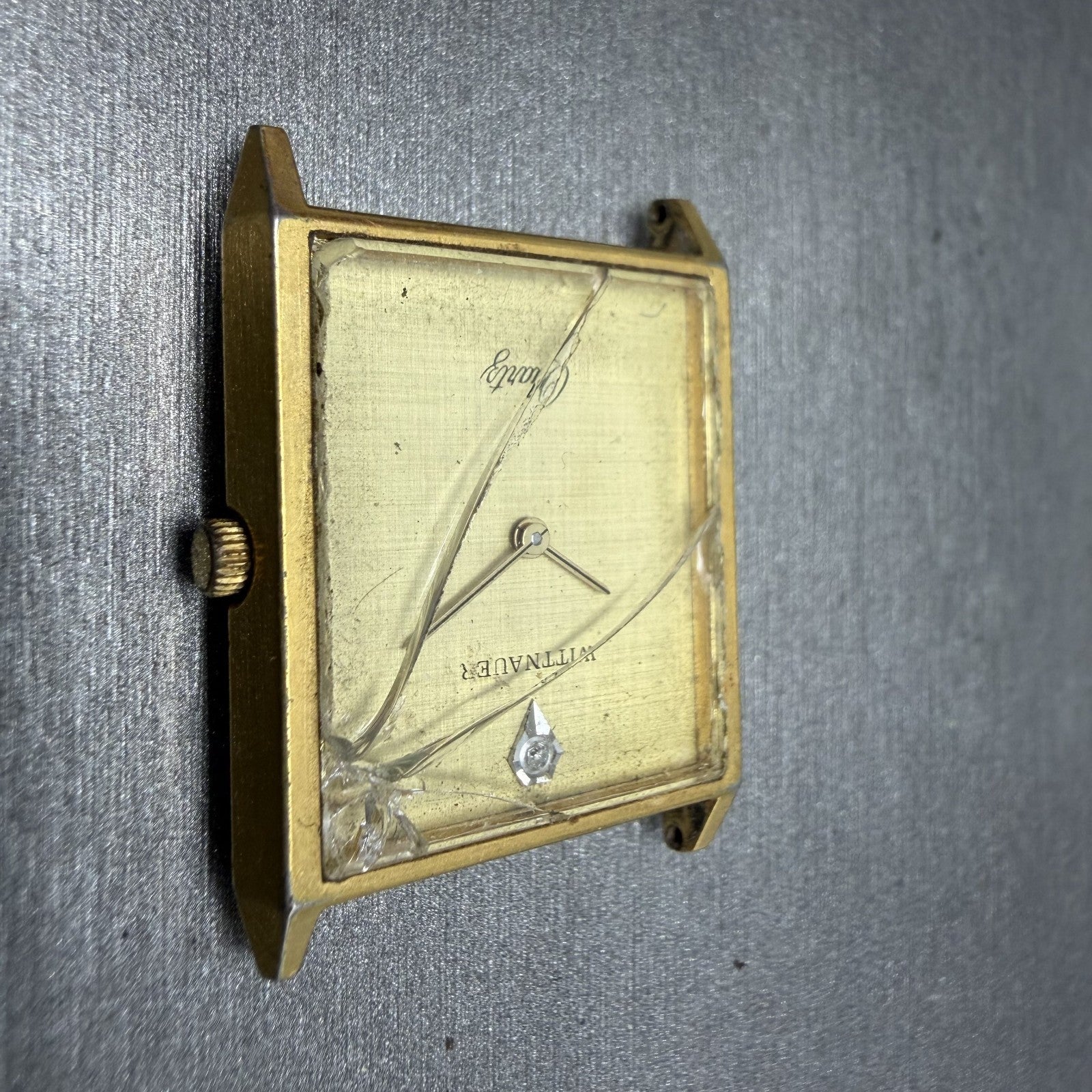 Wittnauer Tank Watch Men 25mm Champagne Dial Gold Tone Rectangle Vintage PARTS6
