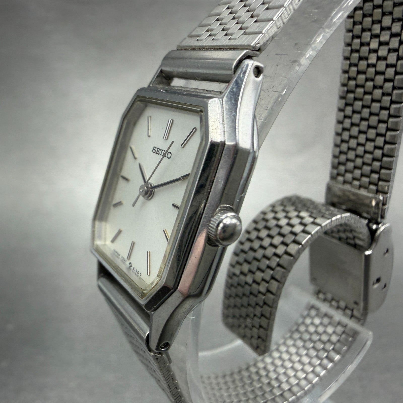 Seiko Watch Women 20mm Silver Dial Silver Tone Octagon 7321-626A new Battery2