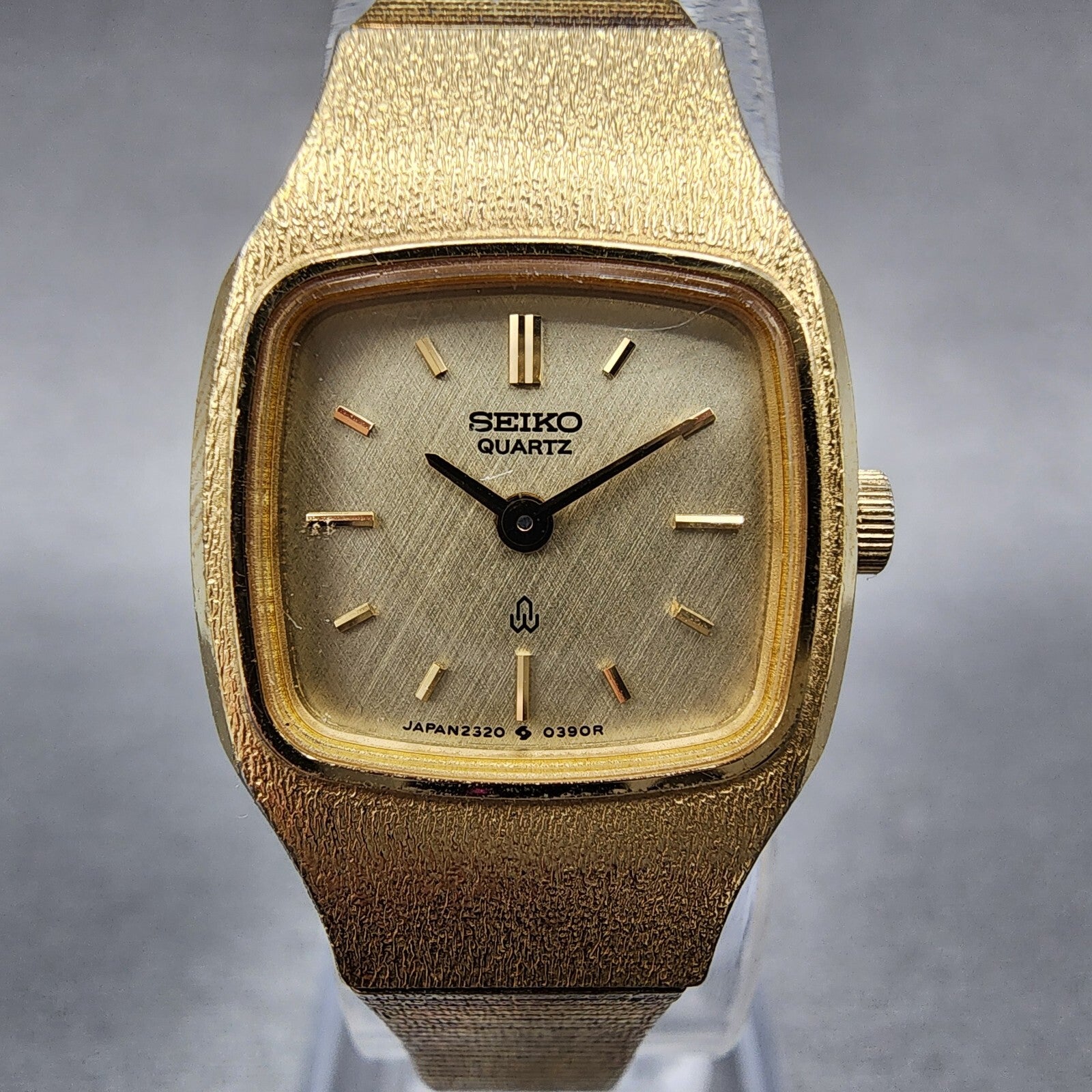Seiko Watch Women 18mm Champagne Dial Gold Tone Rectangle 23205260 New Battery1