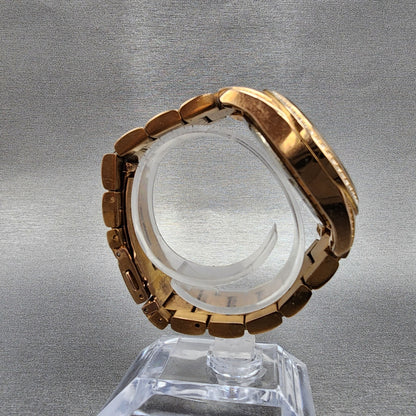 Michael Kors Blair Chronograph Watch Women 40mm Rose Dial Gold Tone Date New Bat8