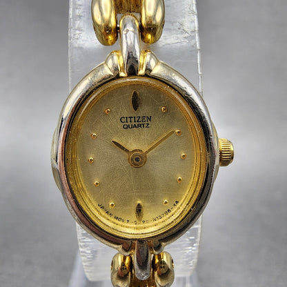 Citizen Watch Women 16mm Champagne Dial Gold Tone Oval 3220S36483 New Battery1