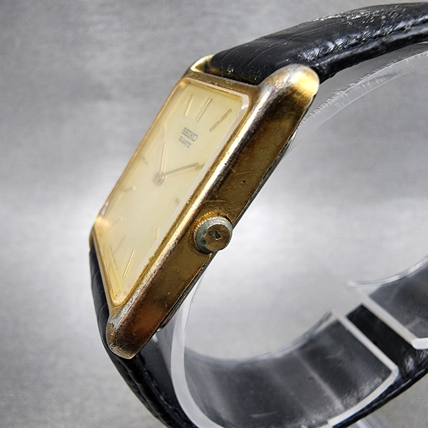 Seiko Tank Watch Men 24mm Champagne Dial Gold Tone 54205460 New Battery2