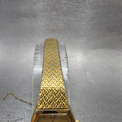 Hamilton Watch Women 26mm Gold Dial Gold Octagon 9220 New Battery Vintage4