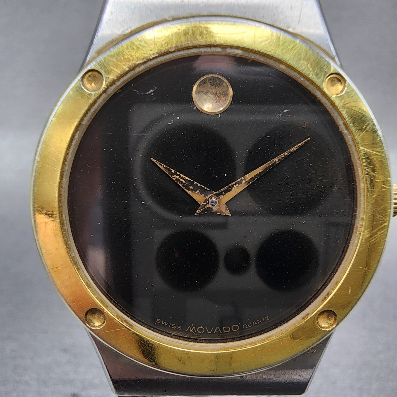Movado Museum watch Men 32mm Black Dial Two Tone Round 86.A2.876C New Battery1