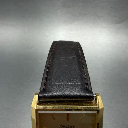 Orient VX Tank Watch Men 26mm Champagne Dial Gold Tone Rectangle New Battery4
