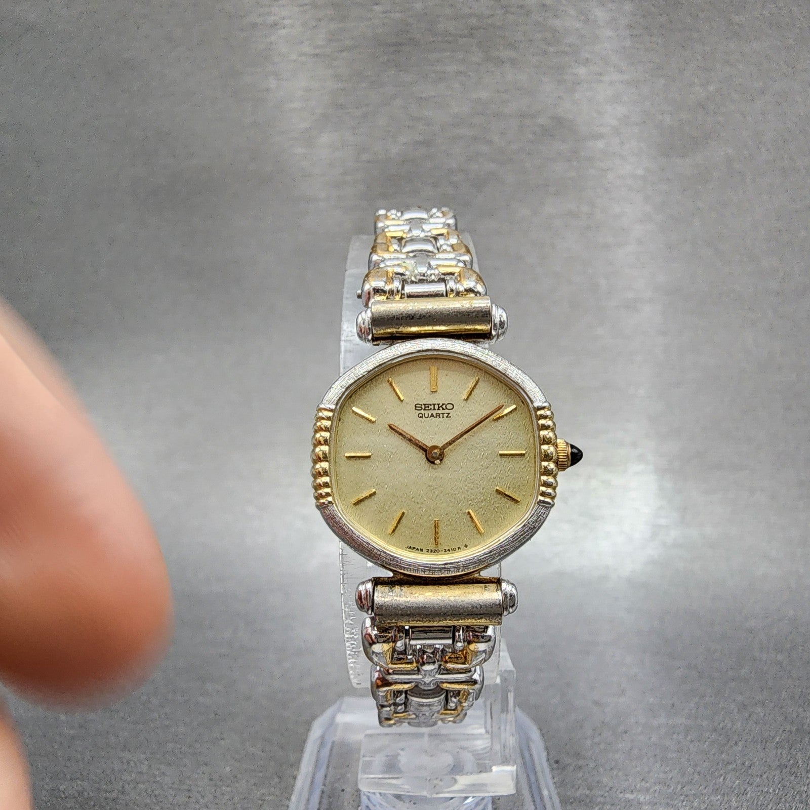 Seiko Watch Women 22mm Champagne Dial Two Tone Hexagon 23206190 New Battery5