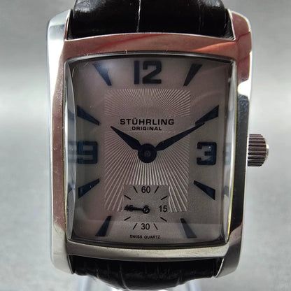 Stührling Gatsby Watch Women 23mm White Dial Silver Tone Rectangle New Battery1