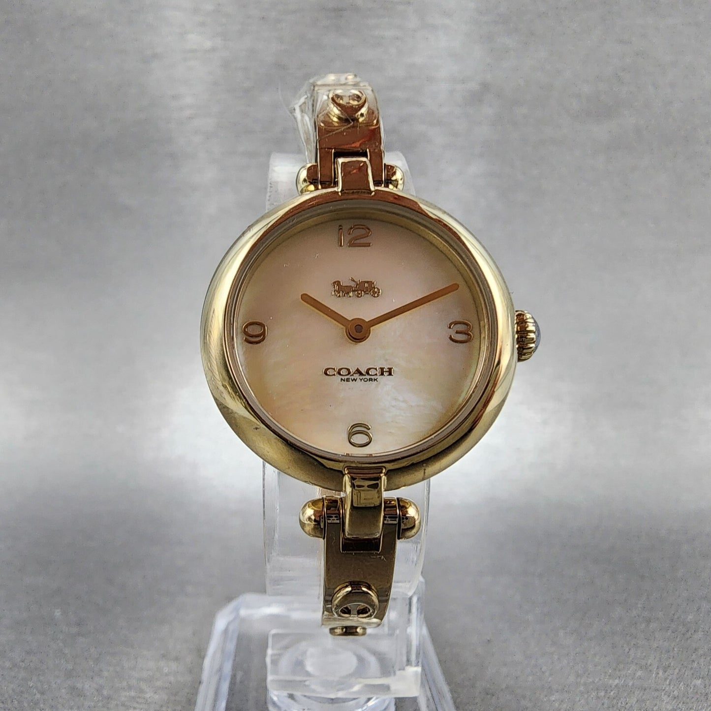 Coach Carry Watch Women 26mm MOP Dial Gold Tone Bangle Round 145040065