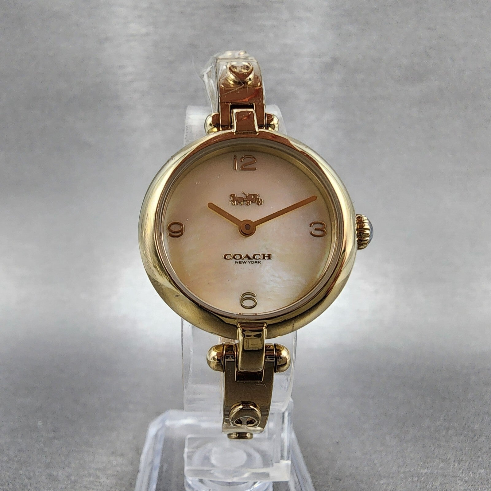 Coach Carry Watch Women 26mm MOP Dial Gold Tone Bangle Round 145040065