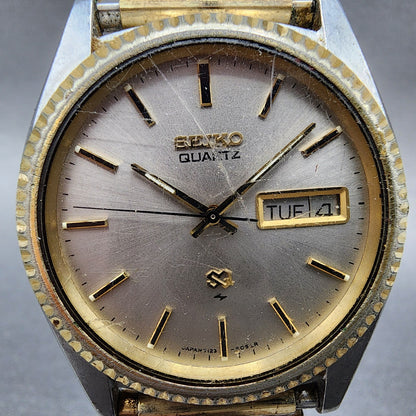 Seiko SQ President Watch Men 36mm Gray Dial Two Tone Daydate 71238050 New Batt1