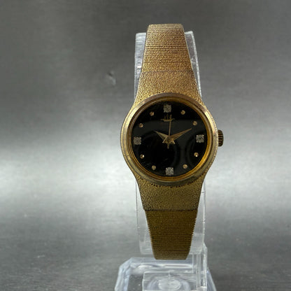 Seiko Watch Women 20mm Black Dial Gold Tone Round 8Y21-0020 New Battery Vintage5