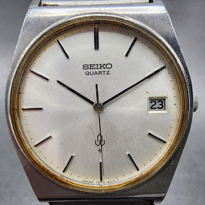 Seiko Watch Men 33mm Silver Dial Silver Tone Date 7832-8010 PARTS