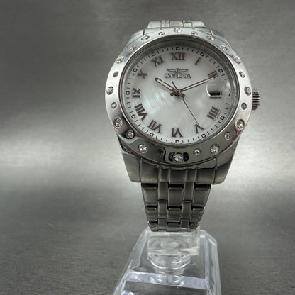 Invicta Angel watch Women 36mm MOP Dial Silver Tone Date Round 18977 New Batt5