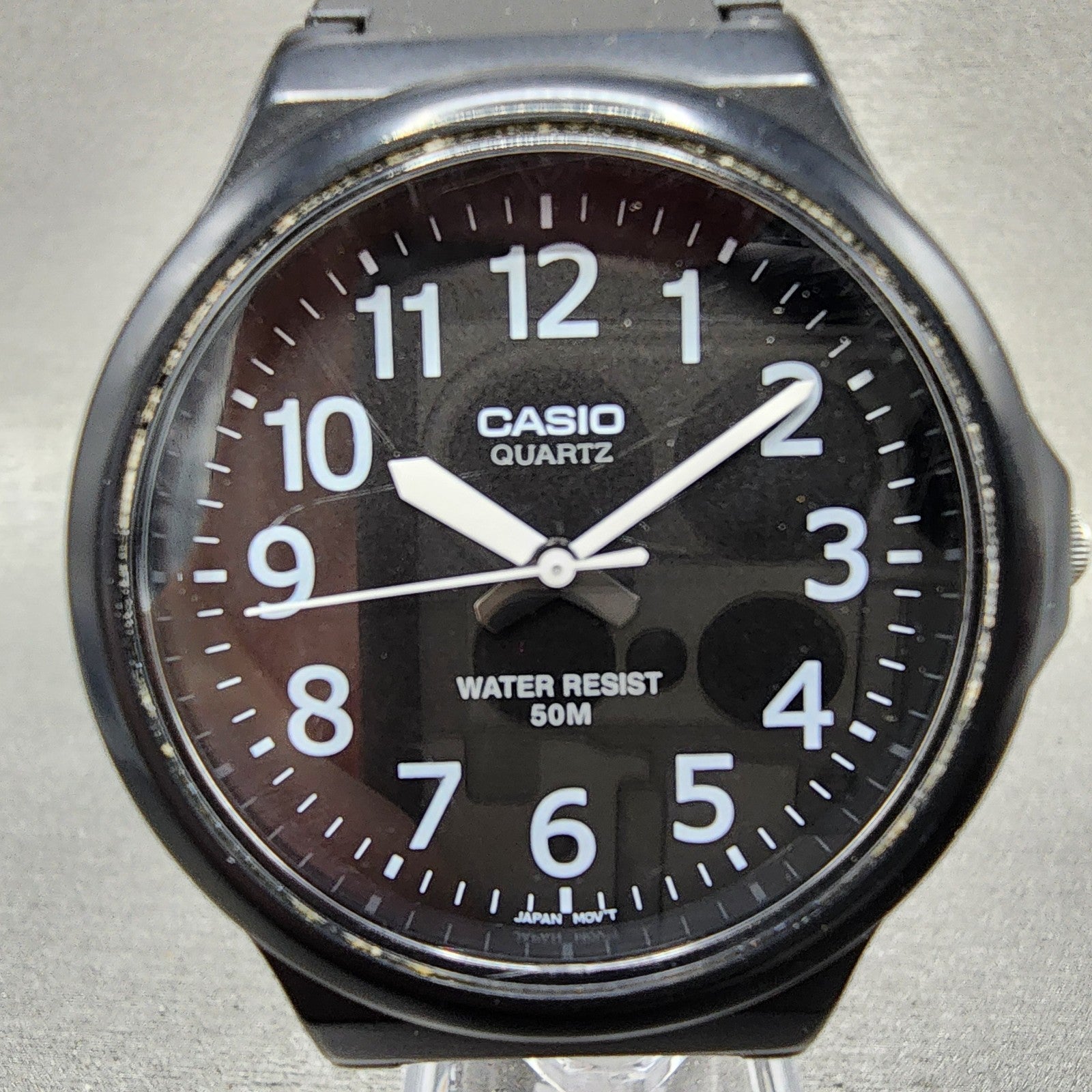 Casio Watch Men 42mm Black Dial Black Tone Round MW240 New Battery1