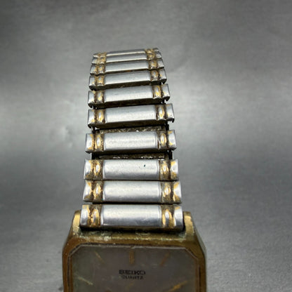 Seiko Tank Watch Men 26mm Gray Dial Gold Tone Rectangle 5P30-5D39 PARTS Vintage5