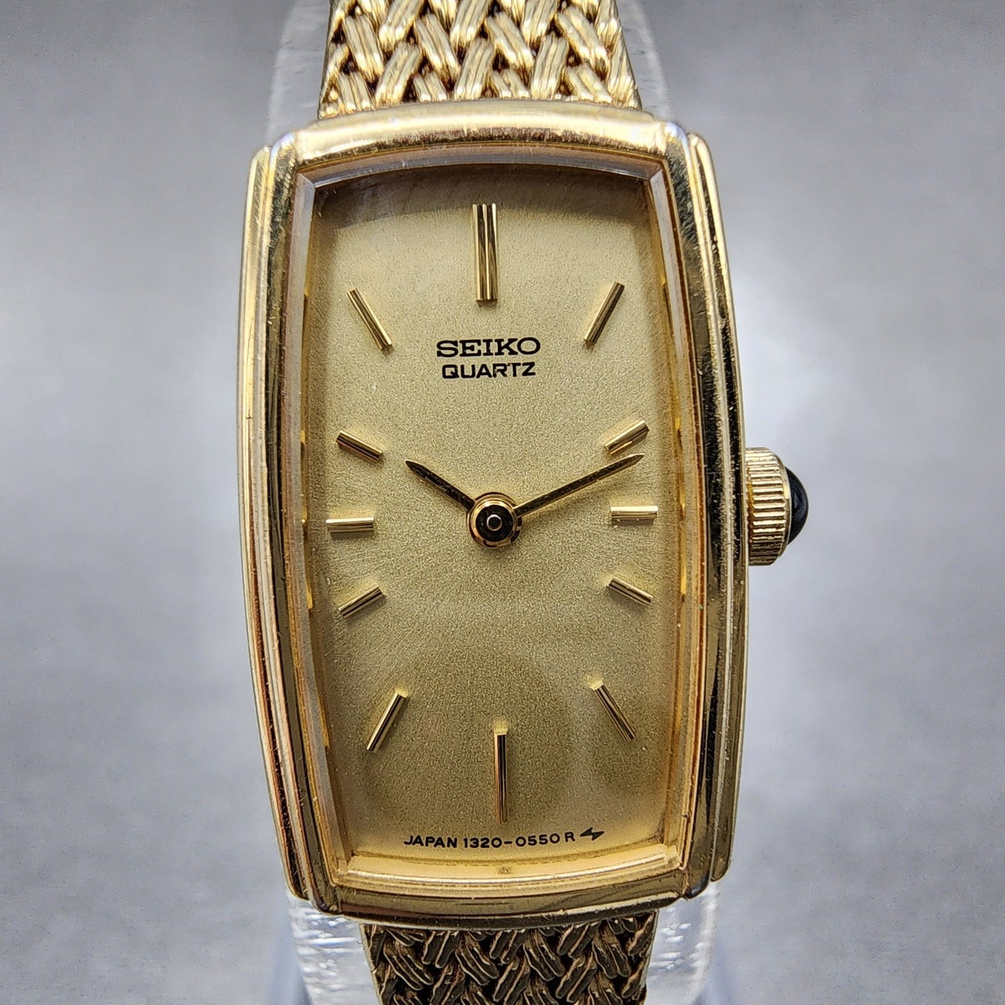 Seiko Tank Watch Women 14mm Champagne Dial Gold Tone 13205409 New Battery1