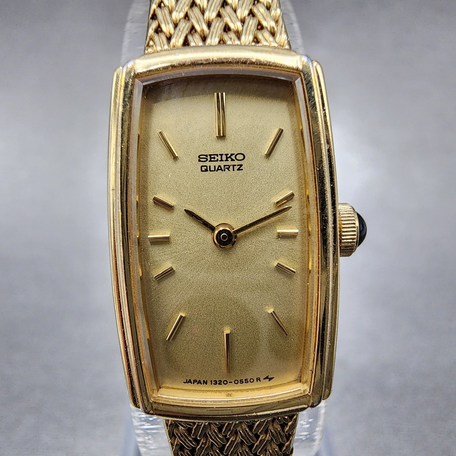 Seiko Tank Watch Women 14mm Champagne Dial Gold Tone 13205409 New Battery1