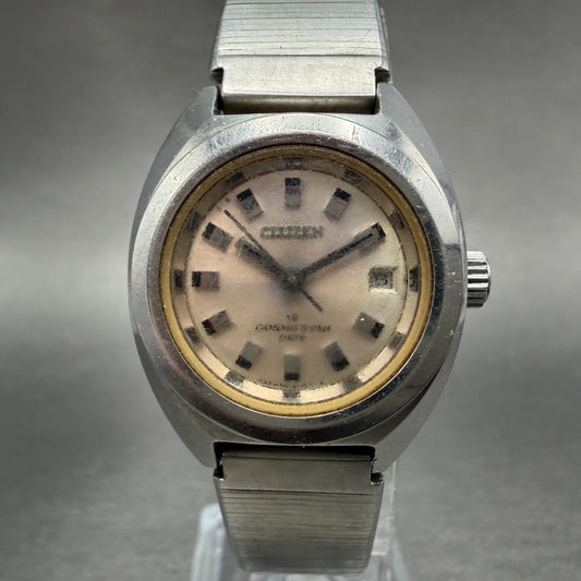 Citizen CosmoStar Watch Women 25mm Silver Dial Silver Tone Date Manual Runs VTG0