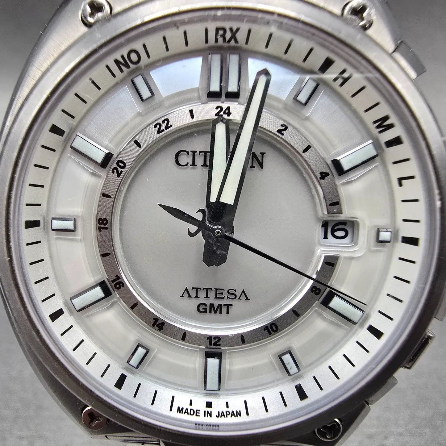 Citizen Eco-Drive Attesa GMT Watch Men 44mm White Dial Titanium Atomic Date READ2