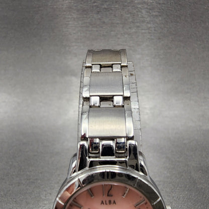 Seiko ALBA Watch Women 24mm Pink MOP Dial Steel Round 1N010EN0 New Battery4