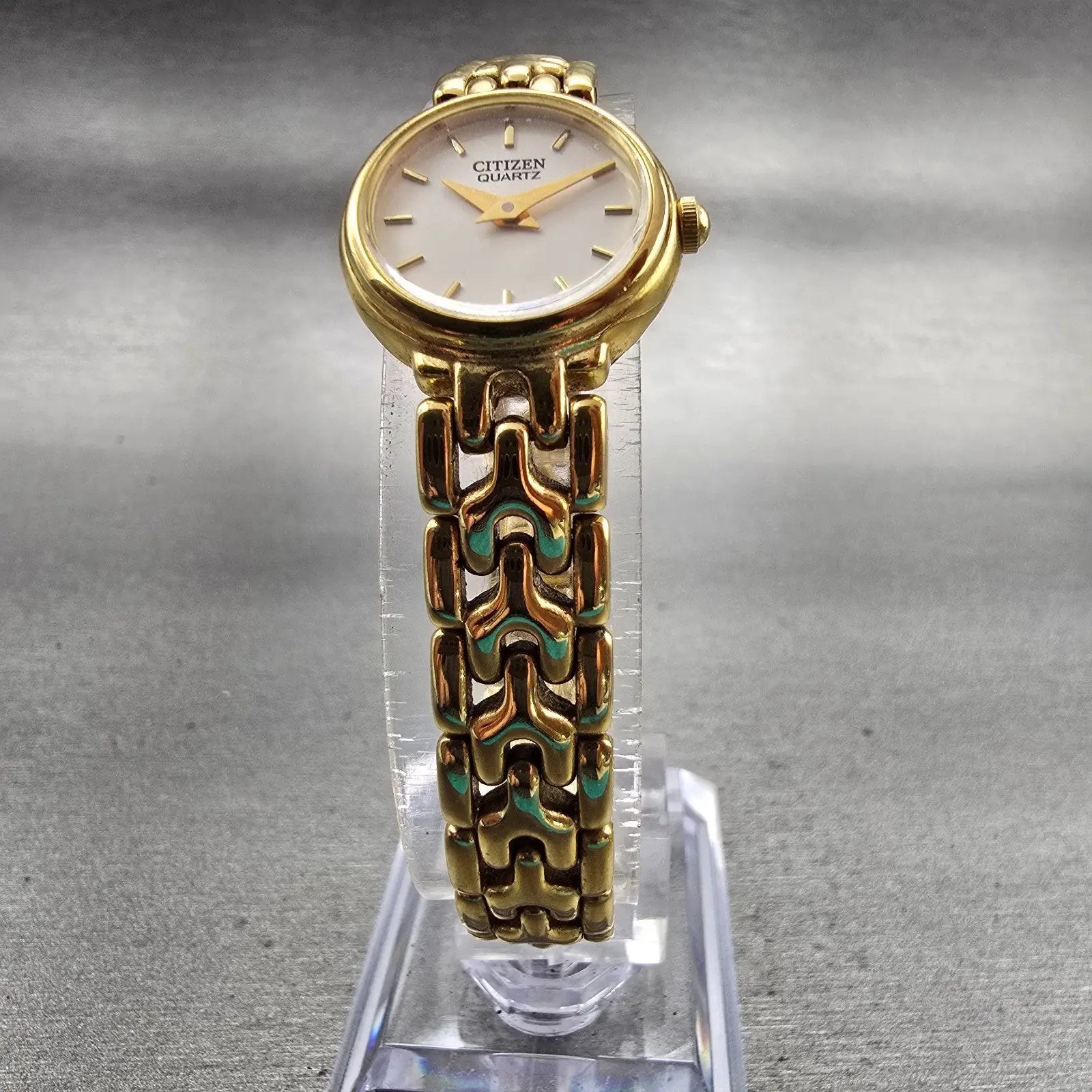 Citizen Watch Women 19mm Ivory Dial Gold Tone Round 5920-S001889 New Battery5