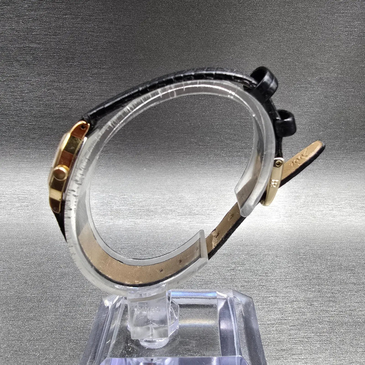 Seiko Watch Women 16mm Gold Dial Gold Tone Rectangle 2C20-5769 New Battery VTG E6