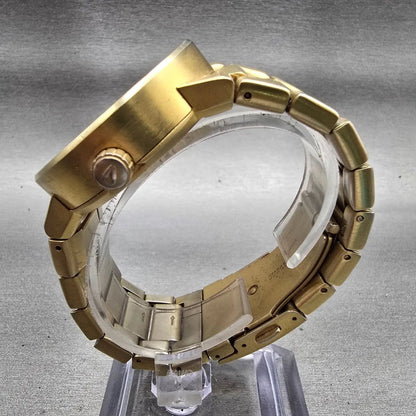Nixon The Cannon Watch Men 40mm Gold Dial Gold Tone Round New Battery6